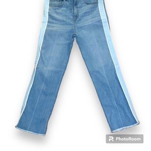 Veronica Beard Carly Tuxedo Stripe 11" Kick Flare Jeans Sz 32